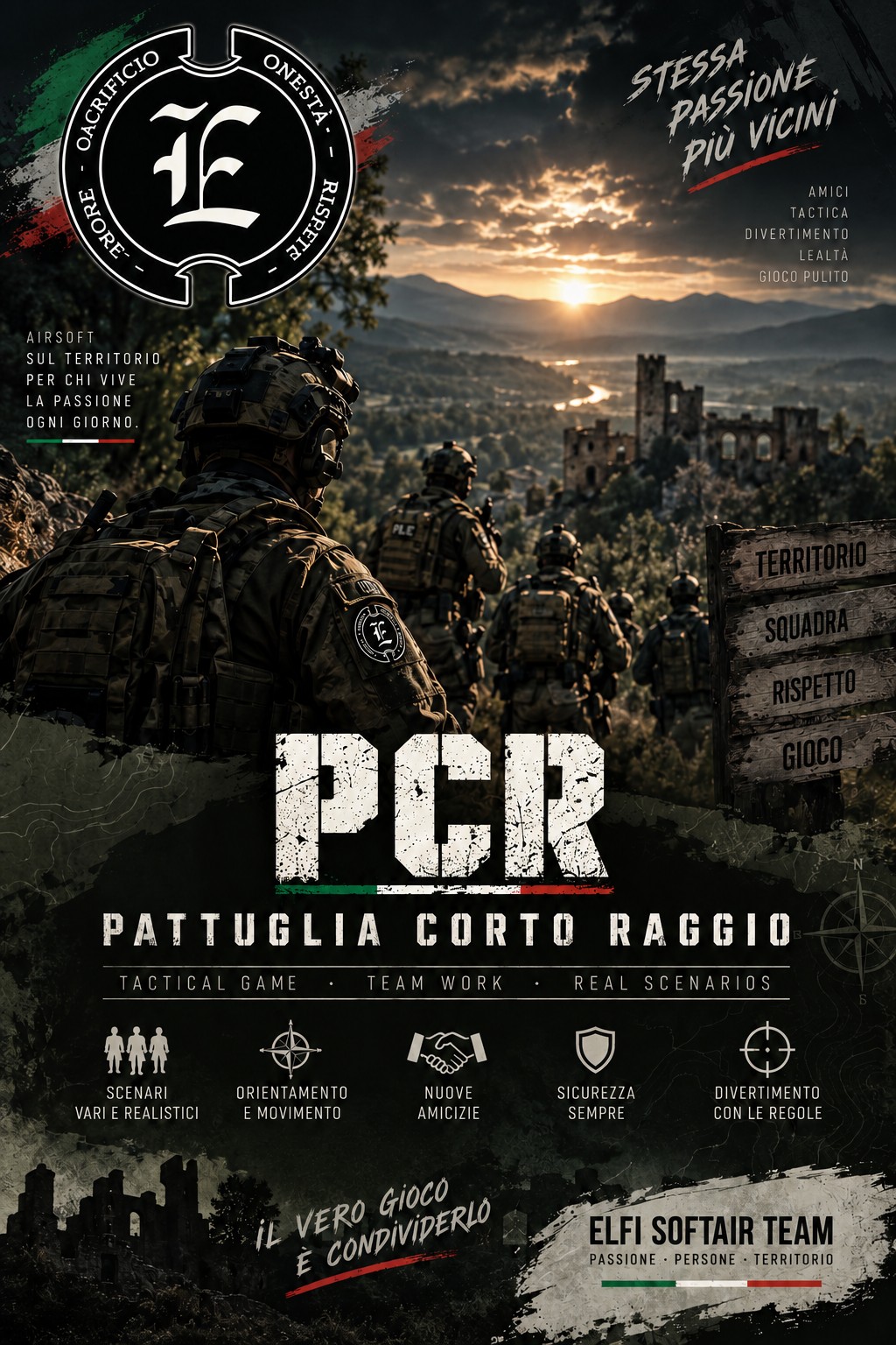 Locandina ELFI Softair dedicata alla PCR, Pattuglia a corto raggio